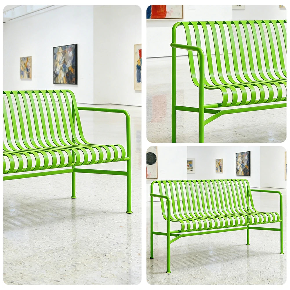 SOLARA Outdoor Metal Furniture Collection - Dining Table, Dining Chair & Lounger, Heavy-Duty Steel Frame, Weather-Resistant Finish - Light Green