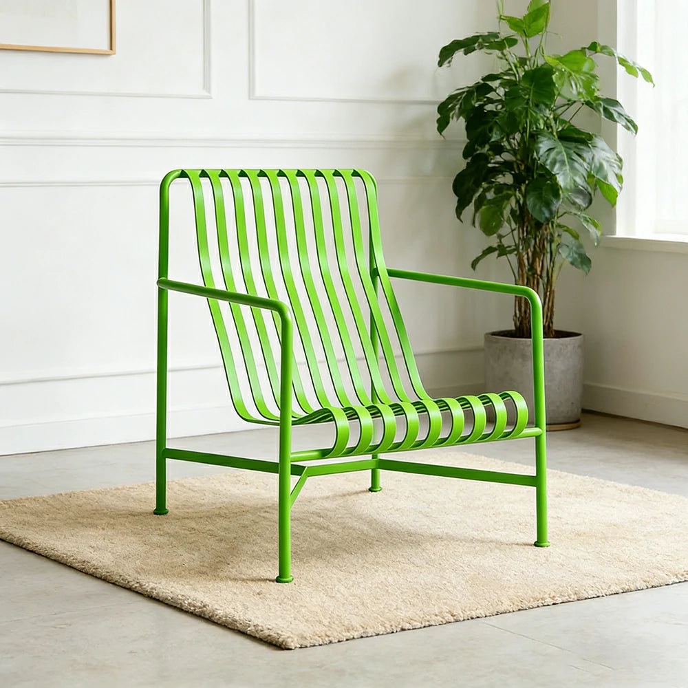 SOLARA Outdoor Metal Furniture Collection - Dining Table, Dining Chair & Lounger, Heavy-Duty Steel Frame, Weather-Resistant Finish - Light Green