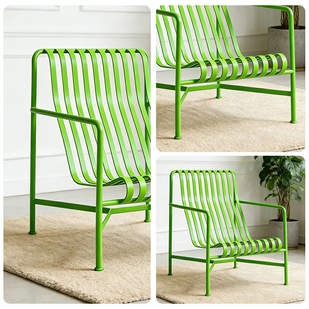 SOLARA Outdoor Metal Furniture Collection - Dining Table, Dining Chair & Lounger, Heavy-Duty Steel Frame, Weather-Resistant Finish - Light Green