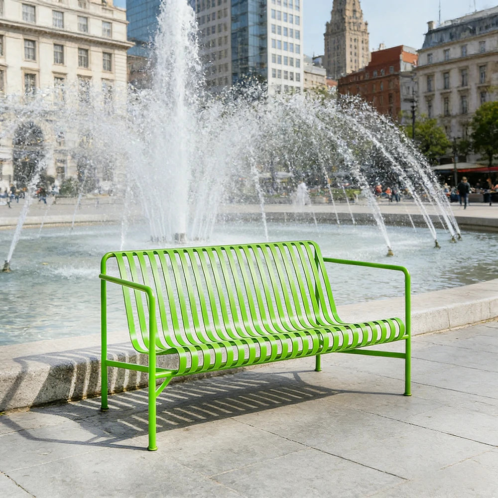 SOLARA Outdoor Metal Furniture Collection - Dining Table, Dining Chair & Lounger, Heavy-Duty Steel Frame, Weather-Resistant Finish - Light Green