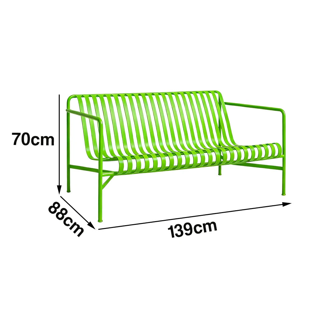 SOLARA Outdoor Metal Furniture Collection - Dining Table, Dining Chair & Lounger, Heavy-Duty Steel Frame, Weather-Resistant Finish - Light Green