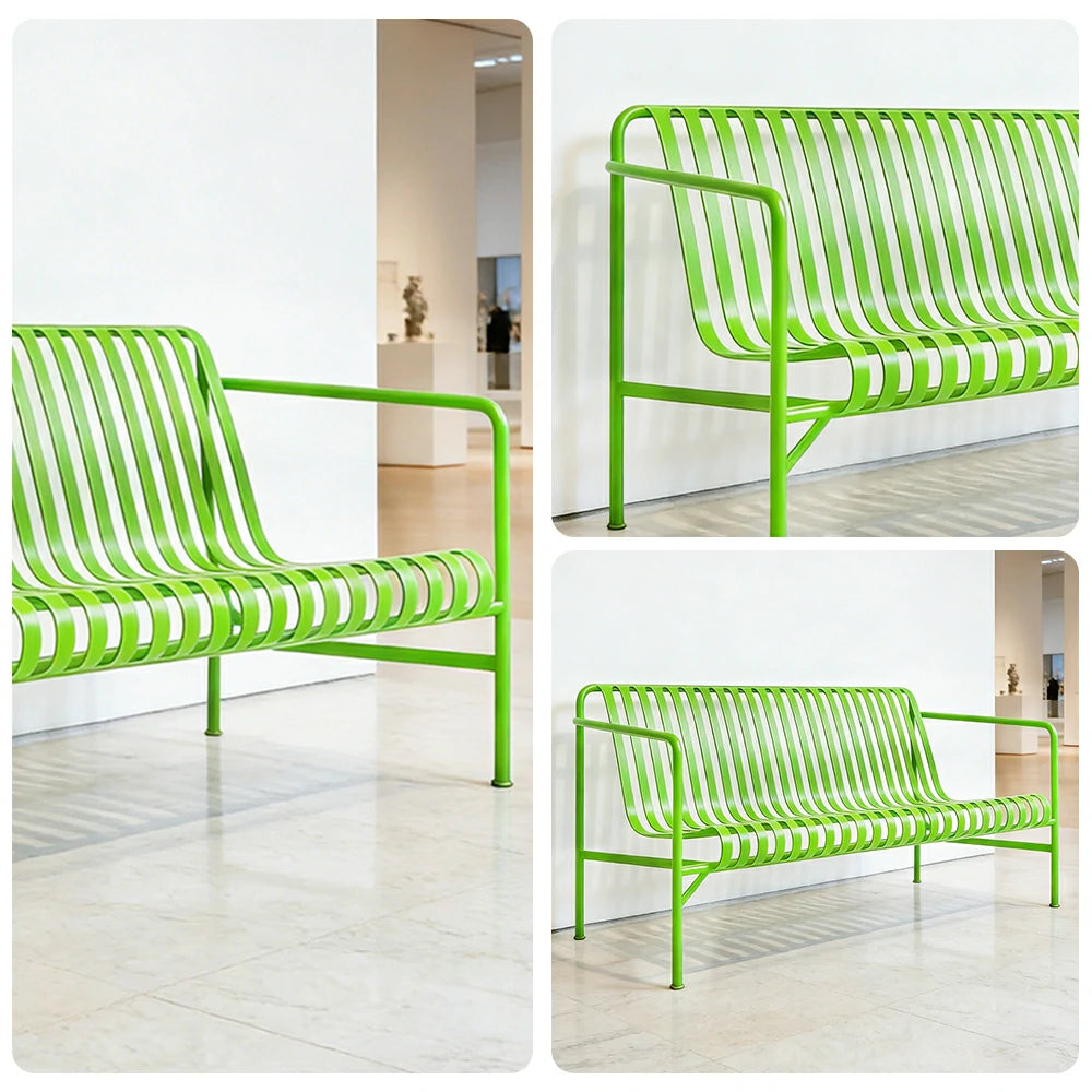 SOLARA Outdoor Metal Furniture Collection - Dining Table, Dining Chair & Lounger, Heavy-Duty Steel Frame, Weather-Resistant Finish - Light Green