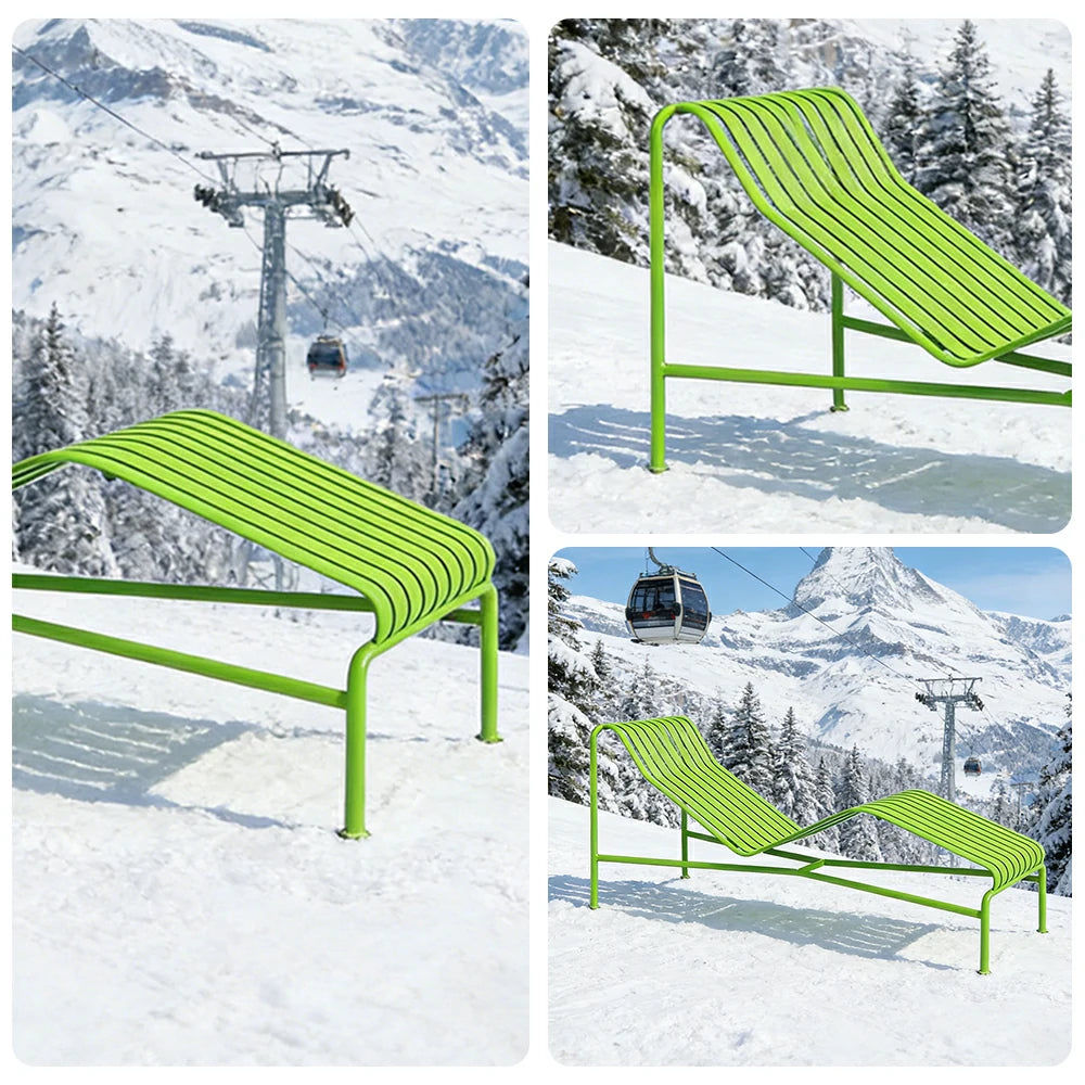 SOLARA Outdoor Metal Furniture Collection - Dining Table, Dining Chair & Lounger, Heavy-Duty Steel Frame, Weather-Resistant Finish - Light Green