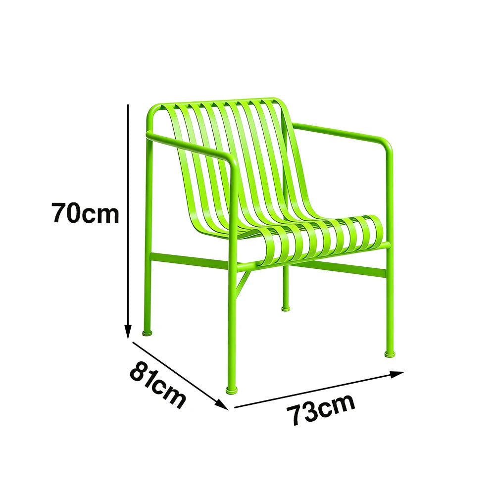 SOLARA Outdoor Metal Furniture Collection - Dining Table, Dining Chair & Lounger, Heavy-Duty Steel Frame, Weather-Resistant Finish - Light Green