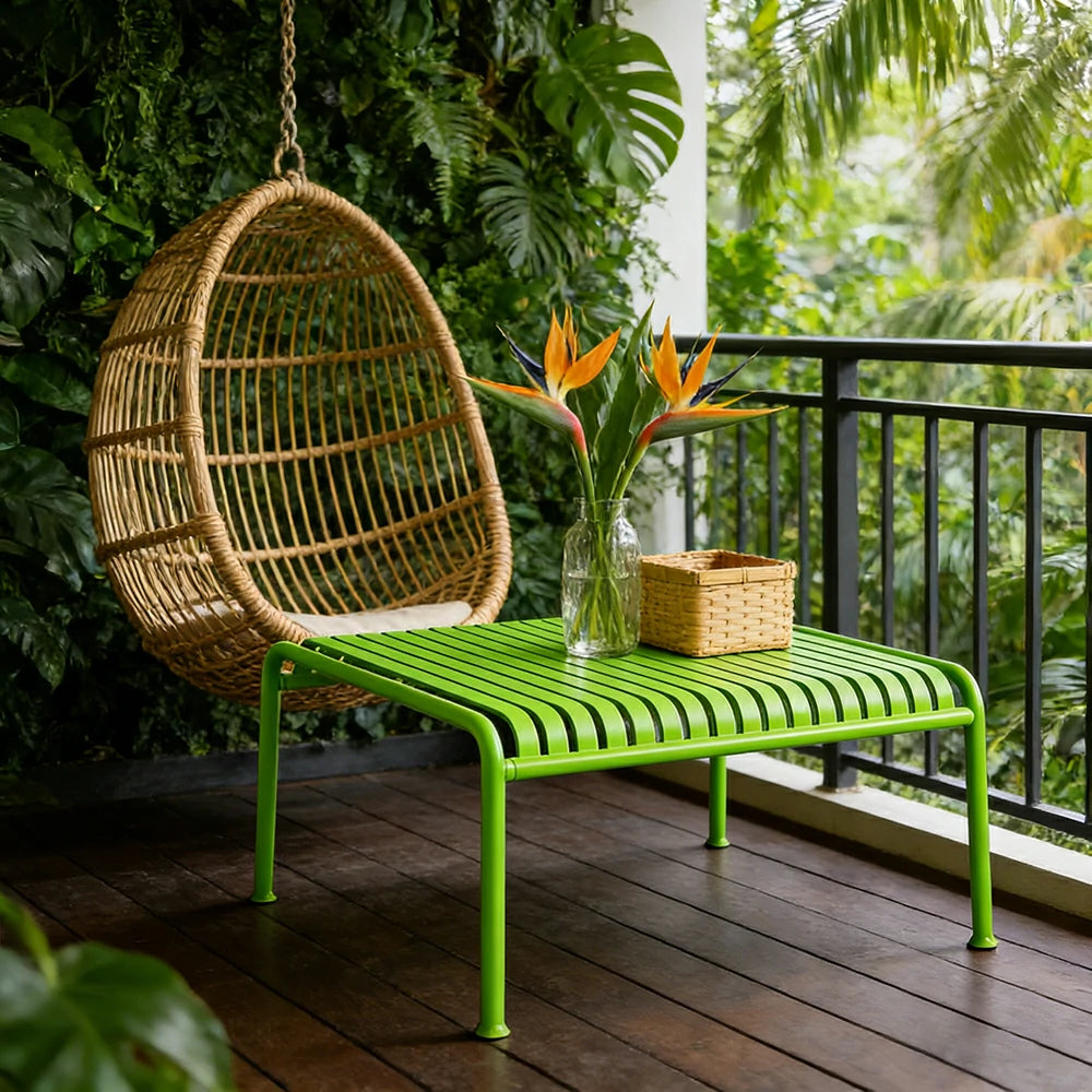 SOLARA Outdoor Metal Furniture Collection - Dining Table, Dining Chair & Lounger, Heavy-Duty Steel Frame, Weather-Resistant Finish - Light Green