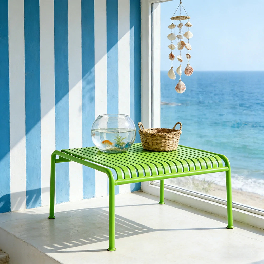SOLARA Outdoor Metal Furniture Collection - Dining Table, Dining Chair & Lounger, Heavy-Duty Steel Frame, Weather-Resistant Finish - Light Green