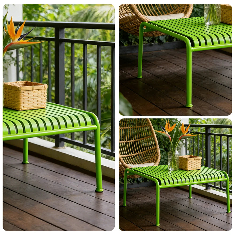 SOLARA Outdoor Metal Furniture Collection - Dining Table, Dining Chair & Lounger, Heavy-Duty Steel Frame, Weather-Resistant Finish - Light Green