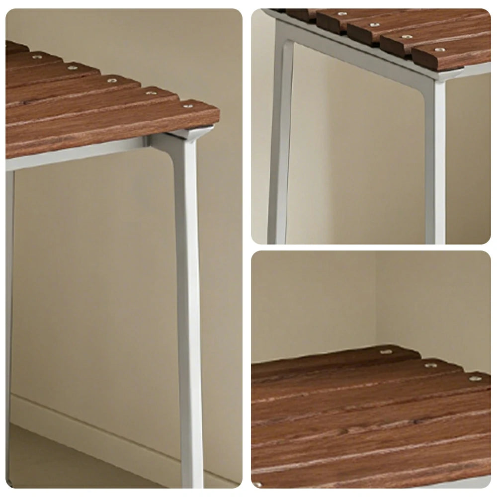 SOLARA Outdoor Stool - Rust-Resistant Powder-Coated Frame - Solid Wood Slat Seat - Durable Patio & Balcony Seating