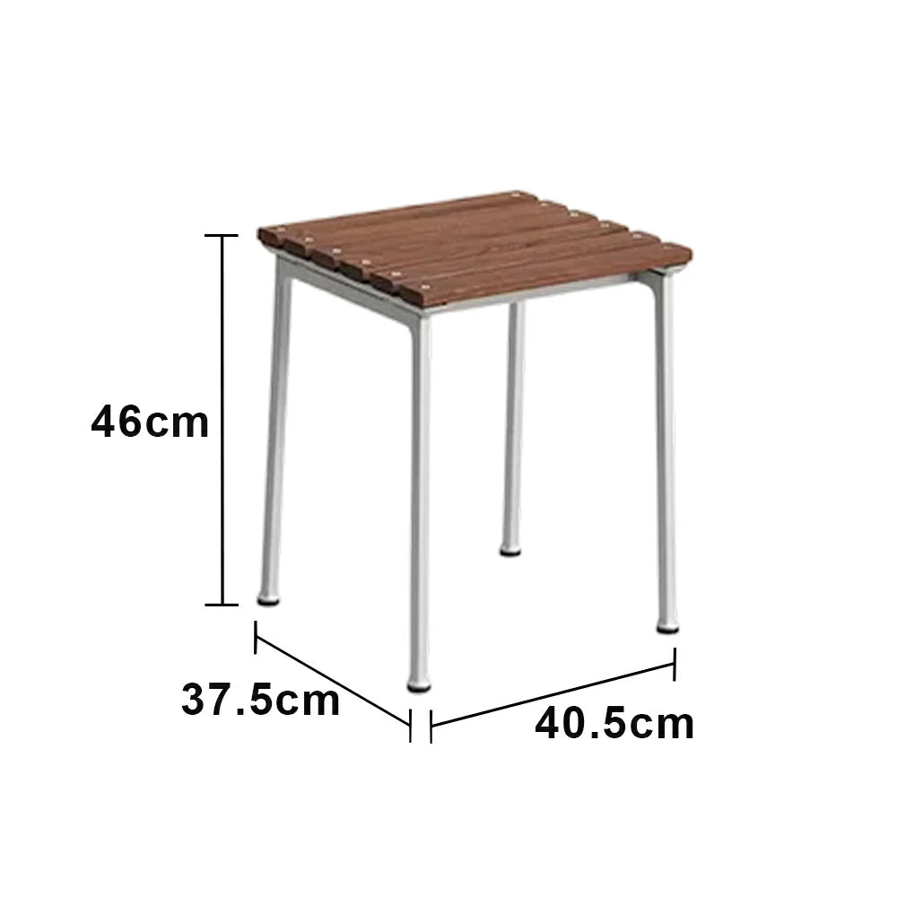 SOLARA Outdoor Stool - Rust-Resistant Powder-Coated Frame - Solid Wood Slat Seat - Durable Patio & Balcony Seating