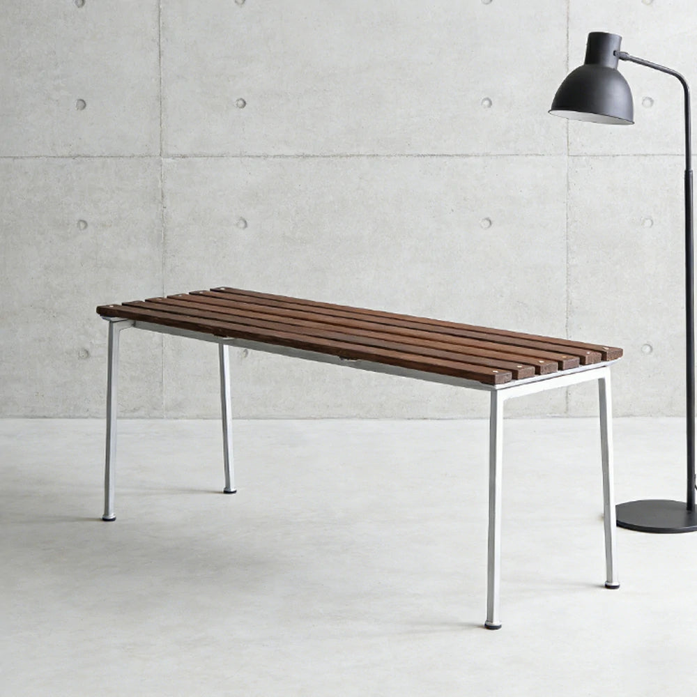 SOLARA Outdoor Bench - Rust-Resistant Powder-Coated Frame - Solid Wood Slat Seat - Durable Patio & Balcony Seating