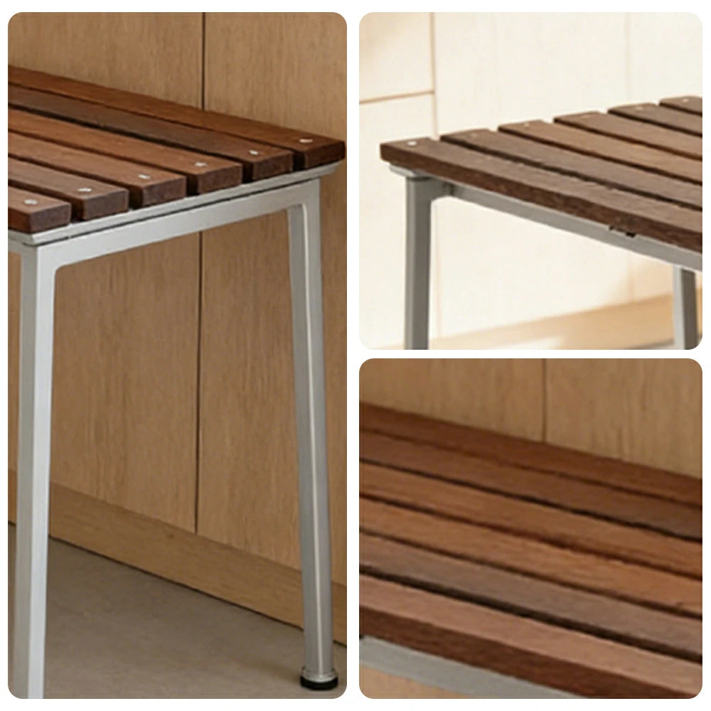 SOLARA Outdoor Bench - Rust-Resistant Powder-Coated Frame - Solid Wood Slat Seat - Durable Patio & Balcony Seating