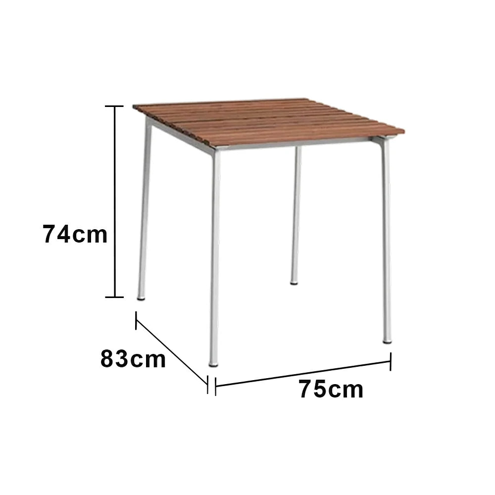 SOLARA Outdoor 75cm Table - Rust-Resistant Powder-Coated Frame - Solid Wood Slat Seat - Durable Patio & Balcony Seating