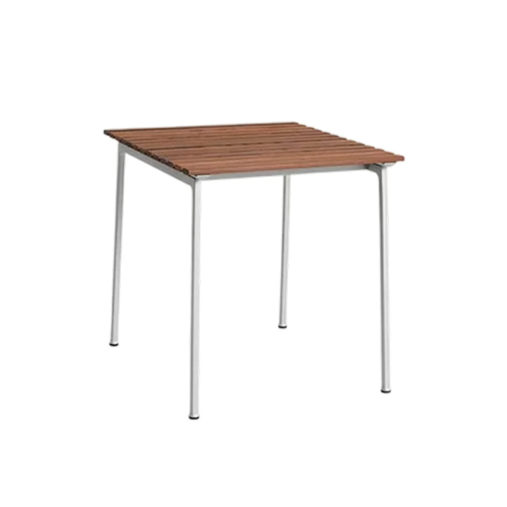 SOLARA Outdoor 75cm Table - Rust-Resistant Powder-Coated Frame - Solid Wood Slat Seat - Durable Patio & Balcony Seating