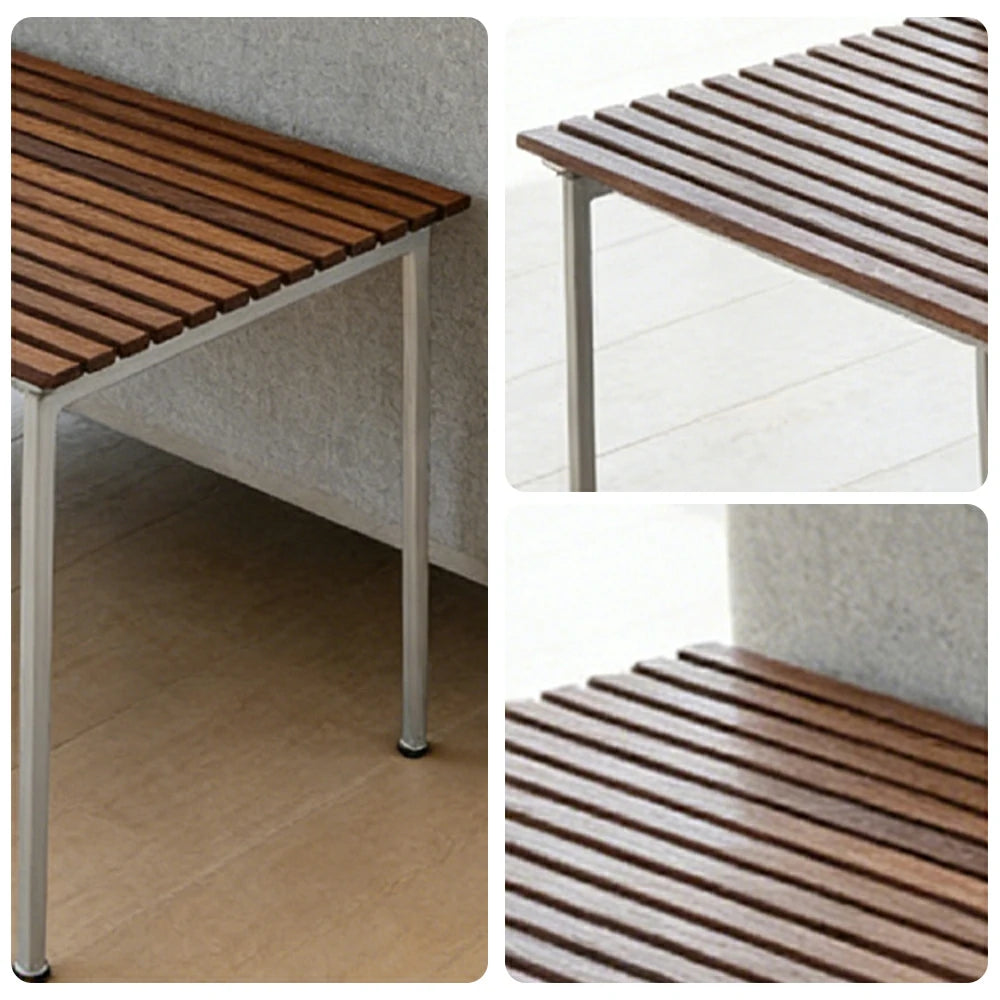 SOLARA Outdoor 140cm Table - Rust-Resistant Powder-Coated Frame - Solid Wood Slat Seat - Durable Patio & Balcony Seating
