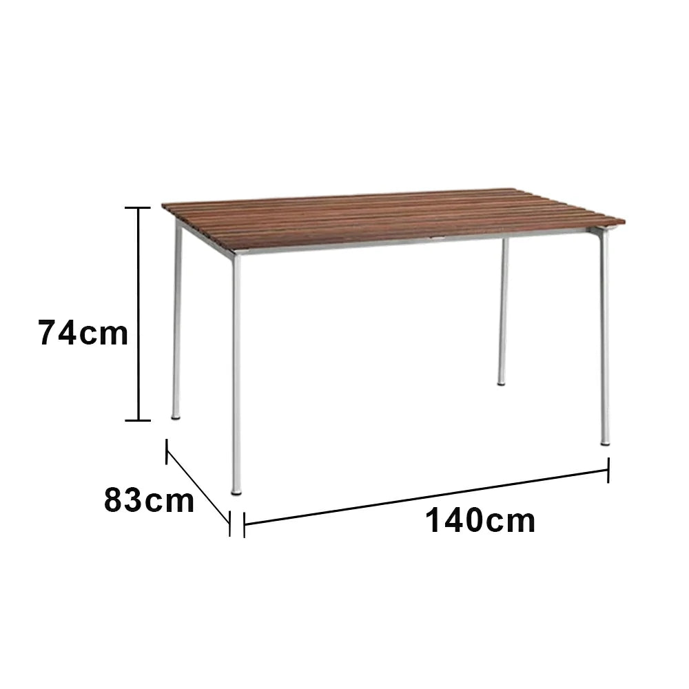 SOLARA Outdoor 140cm Table - Rust-Resistant Powder-Coated Frame - Solid Wood Slat Seat - Durable Patio & Balcony Seating