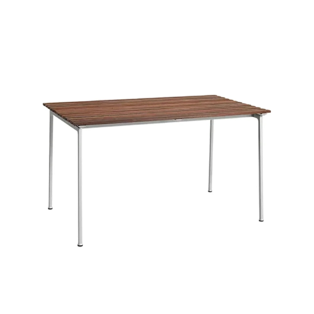 SOLARA Outdoor 140cm Table - Rust-Resistant Powder-Coated Frame - Solid Wood Slat Seat - Durable Patio & Balcony Seating