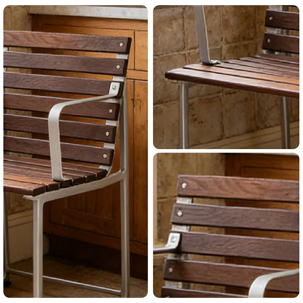SOLARA Outdoor Armchair - Rust-Resistant Powder-Coated Frame - Solid Wood Slat Seat - Durable Patio & Balcony Seating