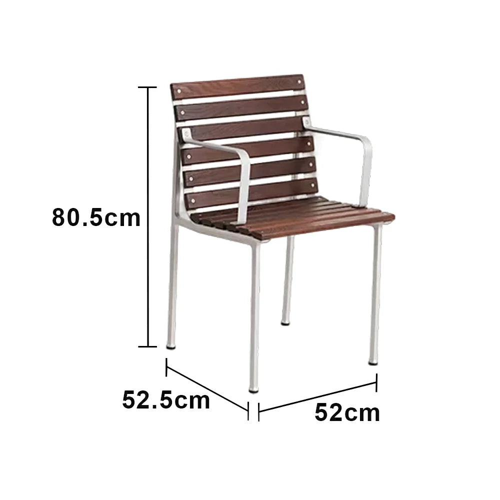 SOLARA Outdoor Armchair - Rust-Resistant Powder-Coated Frame - Solid Wood Slat Seat - Durable Patio & Balcony Seating