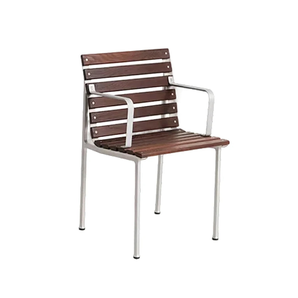 SOLARA Outdoor Armchair - Rust-Resistant Powder-Coated Frame - Solid Wood Slat Seat - Durable Patio & Balcony Seating