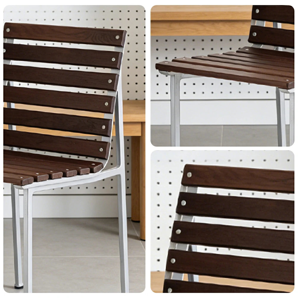 SOLARA Outdoor Chair - Rust-Resistant Powder-Coated Frame - Solid Wood Slat Seat - Durable Patio & Balcony Seating