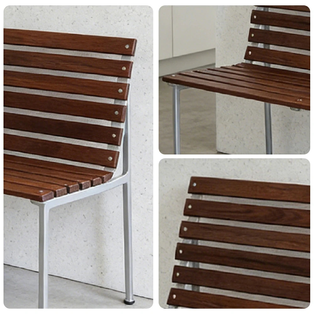 SOLARA Outdoor Dining Bench - Rust-Resistant Powder-Coated Frame - Solid Wood Slat Seat - Durable Patio & Balcony Seating