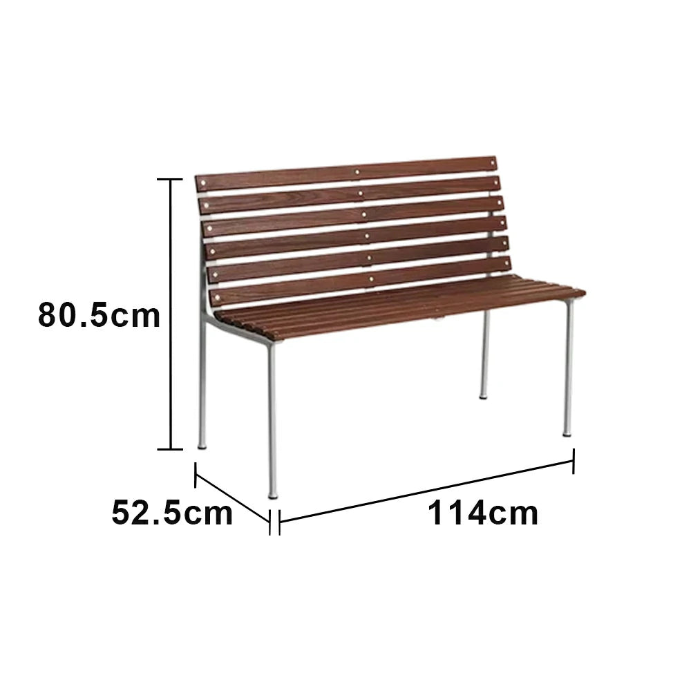 SOLARA Outdoor Dining Bench - Rust-Resistant Powder-Coated Frame - Solid Wood Slat Seat - Durable Patio & Balcony Seating