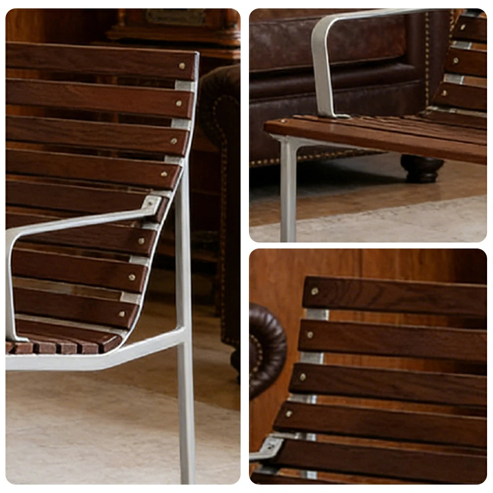 SOLARA Outdoor Lounge Armchair - Rust-Resistant Powder-Coated Frame - Solid Wood Slat Seat - Durable Patio & Balcony Seating