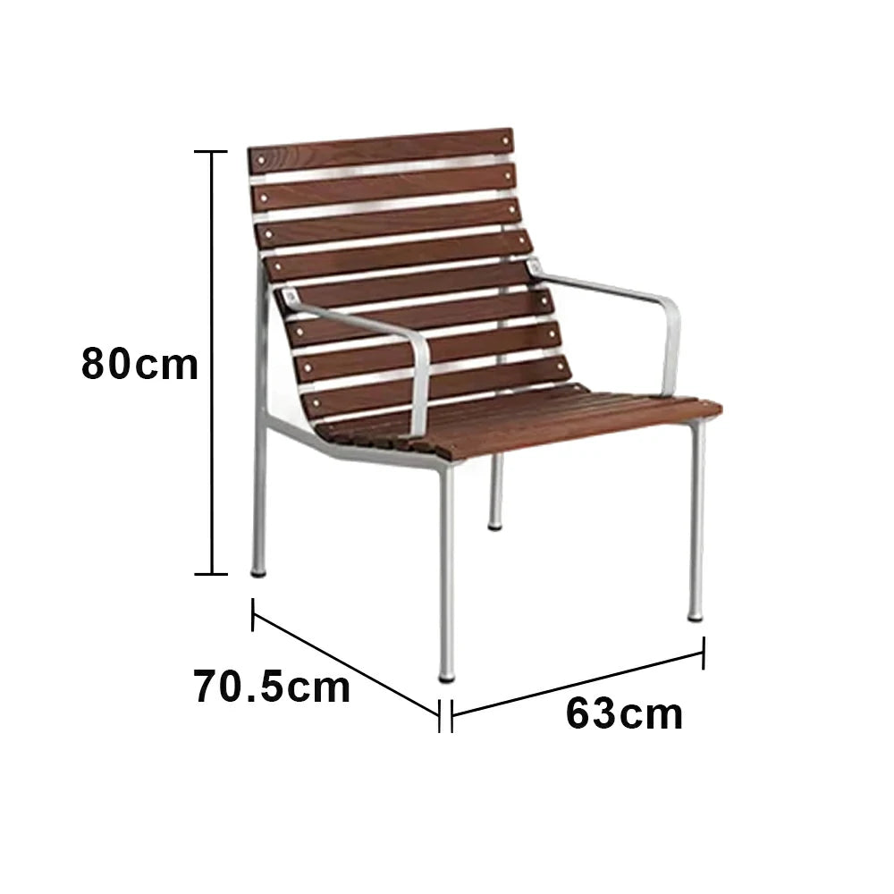 SOLARA Outdoor Lounge Armchair - Rust-Resistant Powder-Coated Frame - Solid Wood Slat Seat - Durable Patio & Balcony Seating