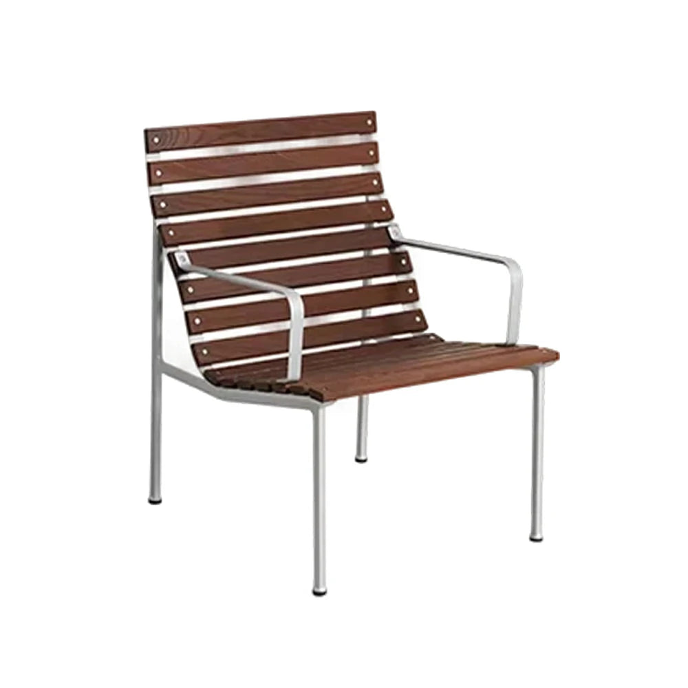 SOLARA Outdoor Lounge Armchair - Rust-Resistant Powder-Coated Frame - Solid Wood Slat Seat - Durable Patio & Balcony Seating