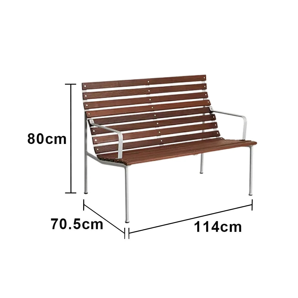 SOLARA Outdoor Lounge Bench - Rust-Resistant Powder-Coated Frame - Solid Wood Slat Seat - Durable Patio & Balcony Seating