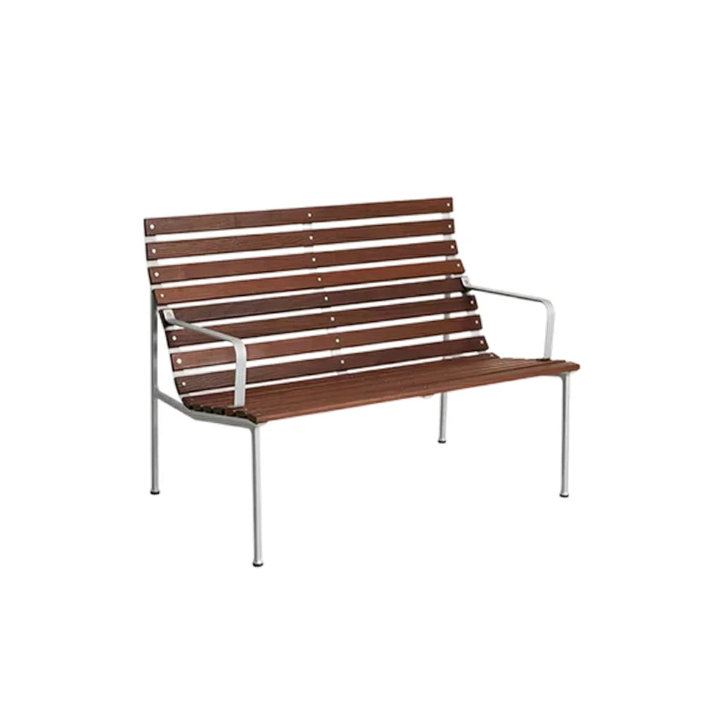 SOLARA Outdoor Lounge Bench - Rust-Resistant Powder-Coated Frame - Solid Wood Slat Seat - Durable Patio & Balcony Seating
