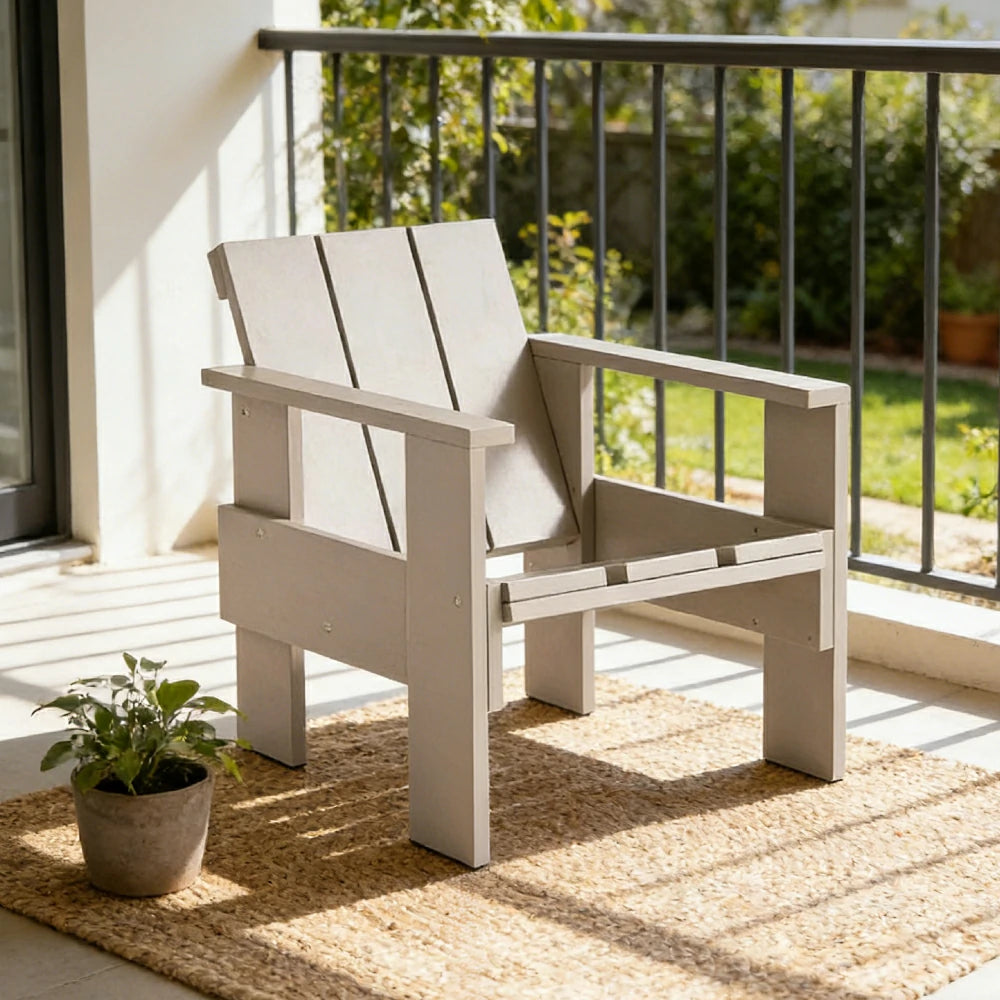 SOLARA Outdoor Lounge Chair Heavy-Duty Frame Water-Based Coating Easy Assembly Patio Seating - Grey