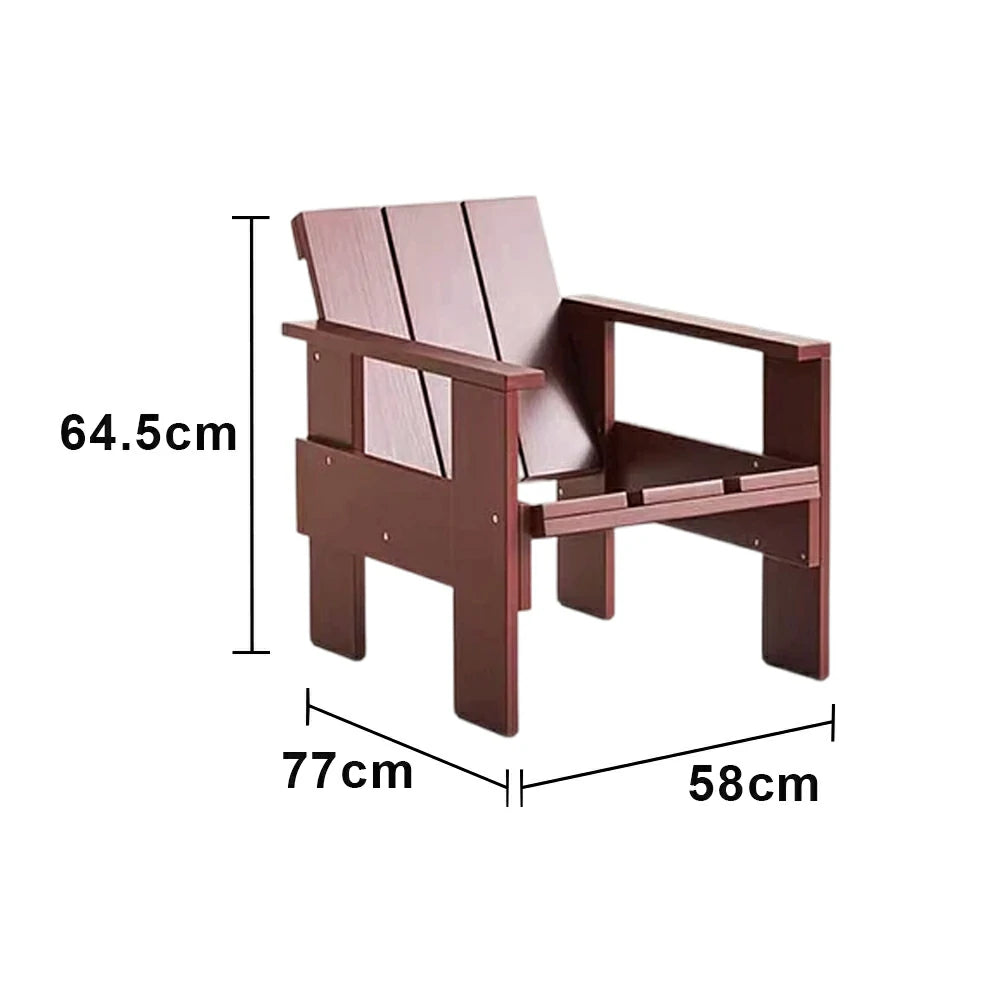 SOLARA Outdoor Lounge Chair Heavy-Duty Frame Water-Based Coating Easy Assembly Patio Seating - Red