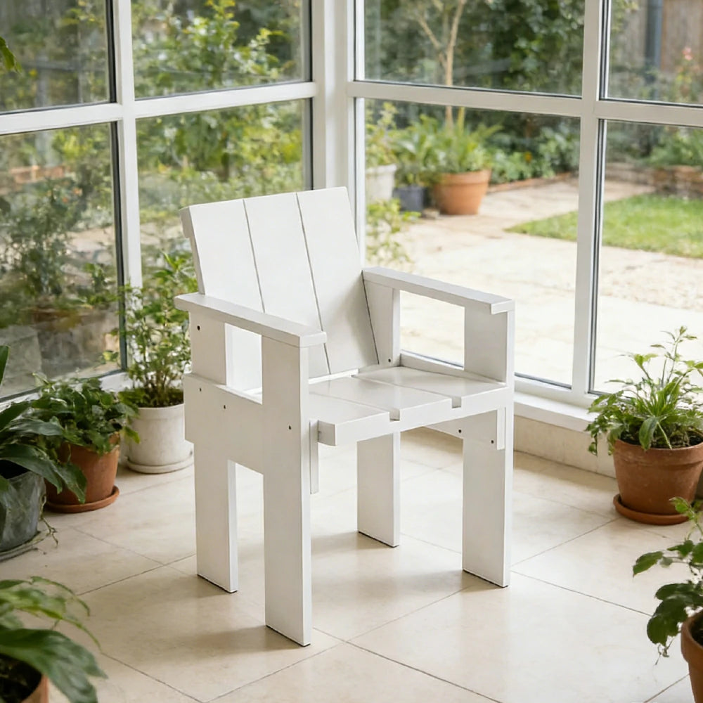 SOLARA Outdoor Dining Chair Heavy-Duty Frame Water-Based Coating Easy Assembly Patio Seating - White