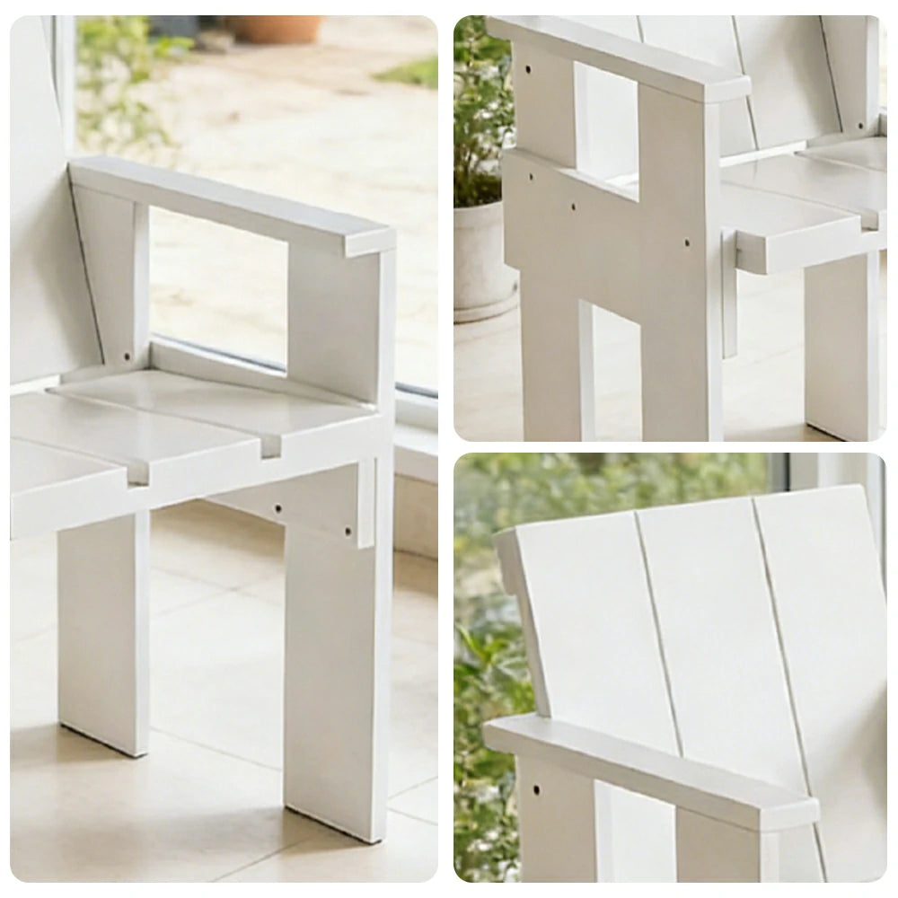 SOLARA Outdoor Dining Chair Heavy-Duty Frame Water-Based Coating Easy Assembly Patio Seating - White