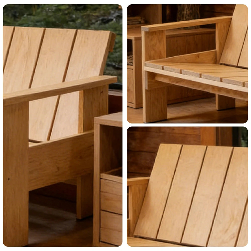 SOLARA Long Lounge Chair Heavy-Duty Frame Water-Based Coating Easy Assembly Outdoor Patio Seating - Wood