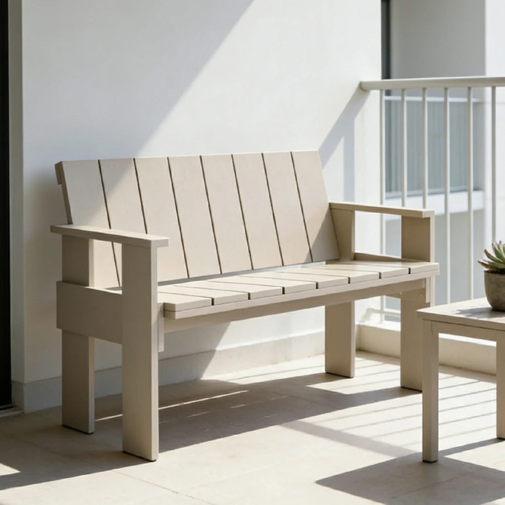 SOLARA Outdoor Long Dining Chair Heavy-Duty Frame Water-Based Coating Easy Assembly Patio Seating - Grey