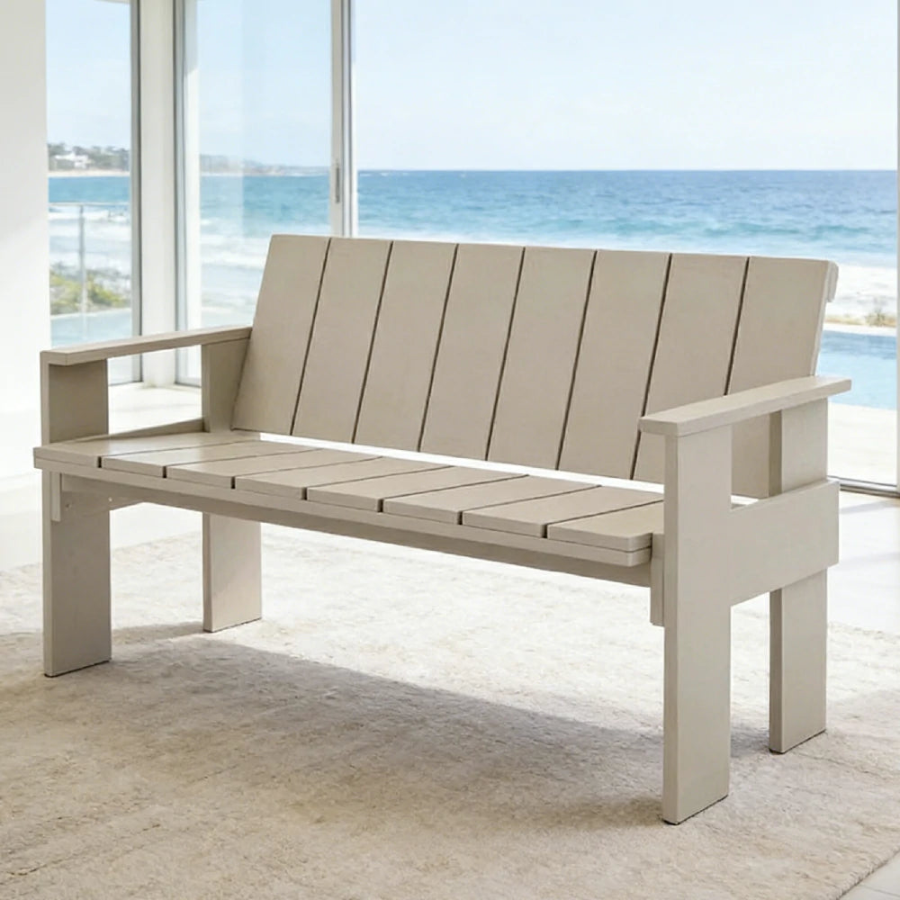 SOLARA Outdoor Long Dining Chair Heavy-Duty Frame Water-Based Coating Easy Assembly Patio Seating - Grey