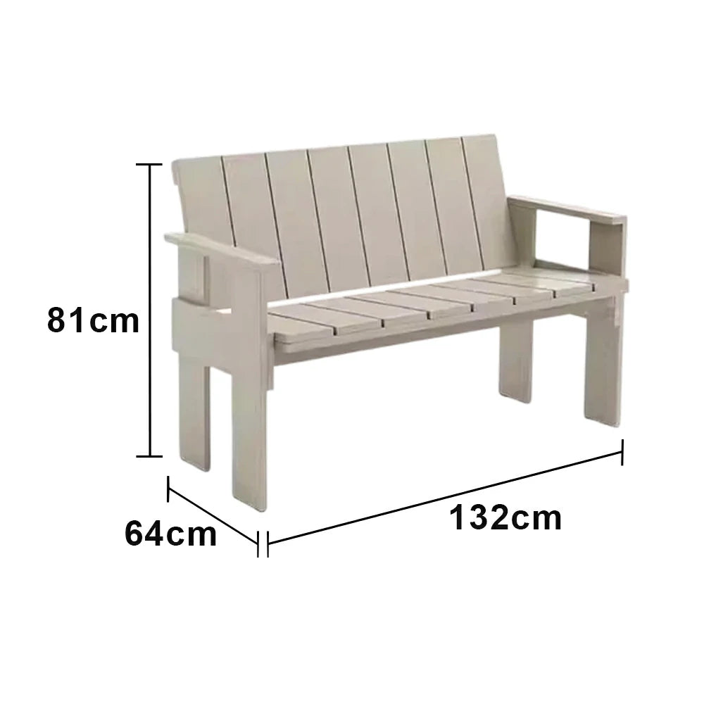 SOLARA Outdoor Long Dining Chair Heavy-Duty Frame Water-Based Coating Easy Assembly Patio Seating - Grey