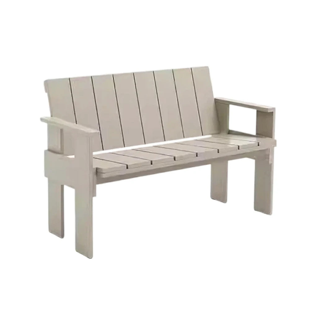 SOLARA Outdoor Long Dining Chair Heavy-Duty Frame Water-Based Coating Easy Assembly Patio Seating - Grey