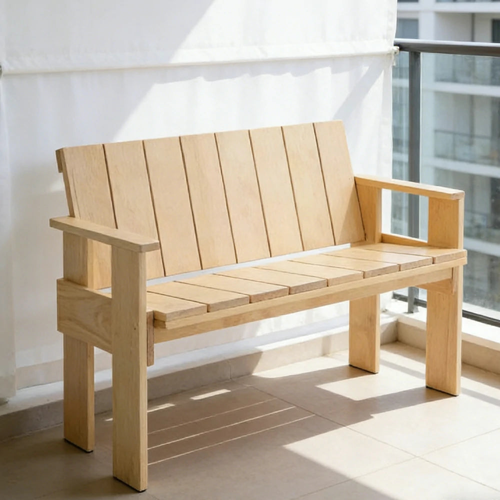 SOLARA Outdoor Long Dining Chair Heavy-Duty Frame Water-Based Coating Easy Assembly Patio Seating - Wood