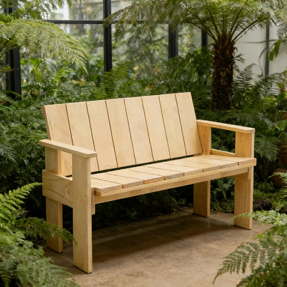 SOLARA Outdoor Long Dining Chair Heavy-Duty Frame Water-Based Coating Easy Assembly Patio Seating - Wood