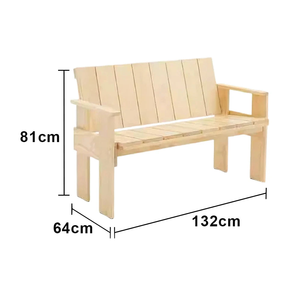 SOLARA Outdoor Long Dining Chair Heavy-Duty Frame Water-Based Coating Easy Assembly Patio Seating - Wood
