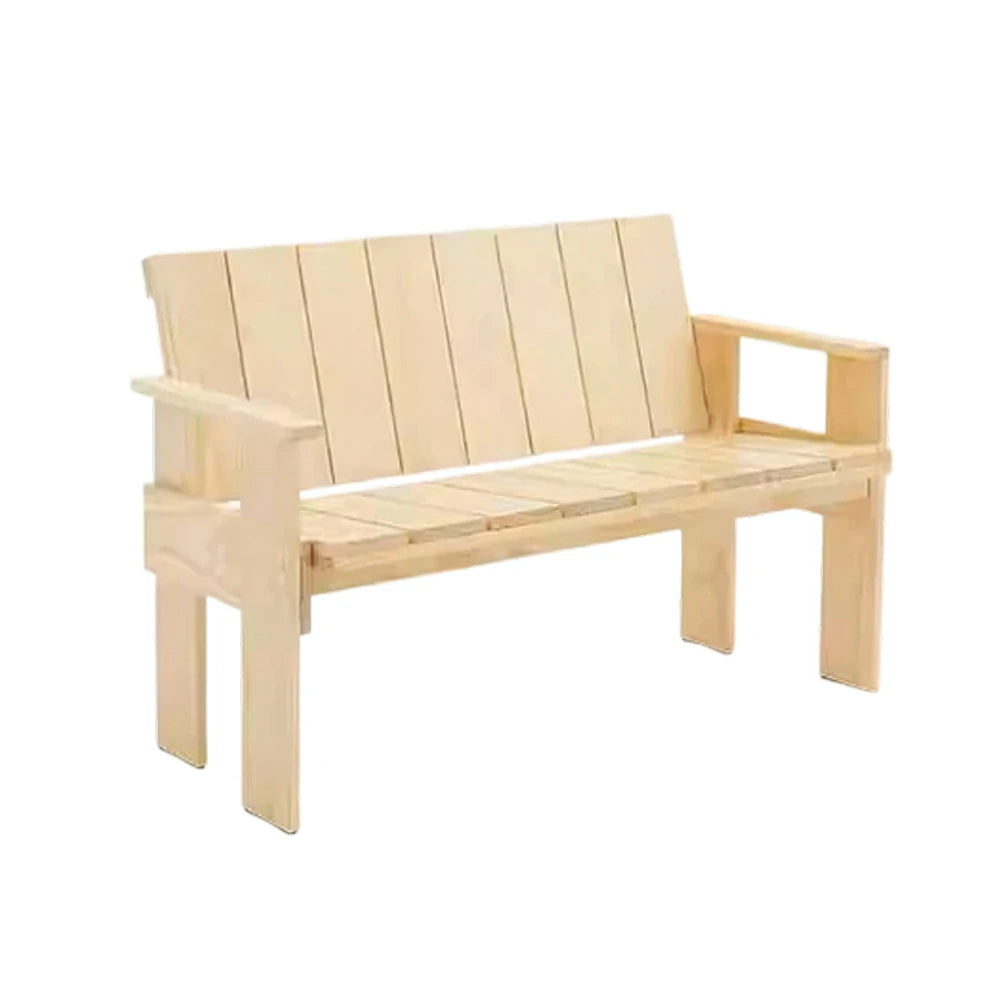 SOLARA Outdoor Long Dining Chair Heavy-Duty Frame Water-Based Coating Easy Assembly Patio Seating - Wood