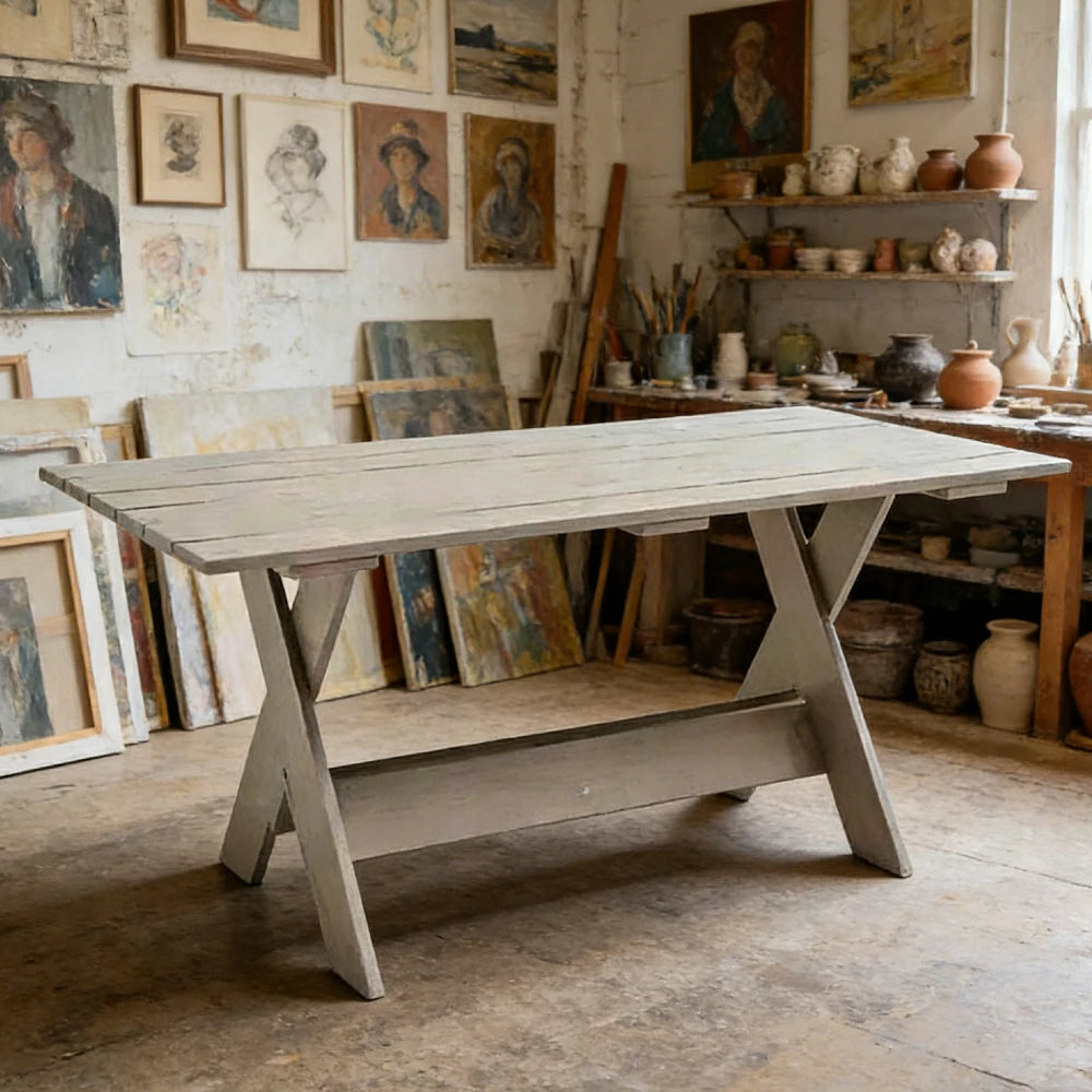 SOLARA Outdoor Dining Table Heavy-Duty Frame Water-Based Coating Easy Assembly Patio Use - Grey