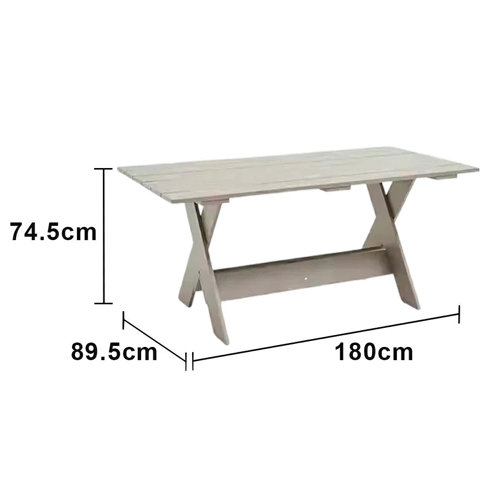 SOLARA Outdoor Dining Table Heavy-Duty Frame Water-Based Coating Easy Assembly Patio Use - Grey