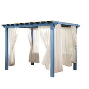 SOLARA Outdoor Pergola Canopy - Finnish Solid Wood Frame with Waterproof Curtain, 3m x 3m Garden & Patio Sunshade Pavilion - Blue