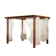 SOLARA Outdoor Pergola Canopy - Finnish Solid Wood Frame with Waterproof Curtain, 3m x 3m Garden & Patio Sunshade Pavilion - Brown