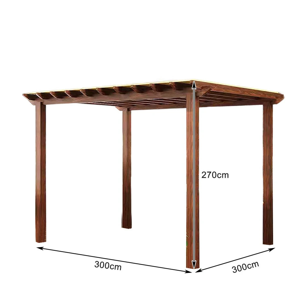 SOLARA Outdoor Pergola Canopy - Finnish Solid Wood Frame with Waterproof Curtain, 3m x 3m Garden & Patio Sunshade Pavilion - Brown