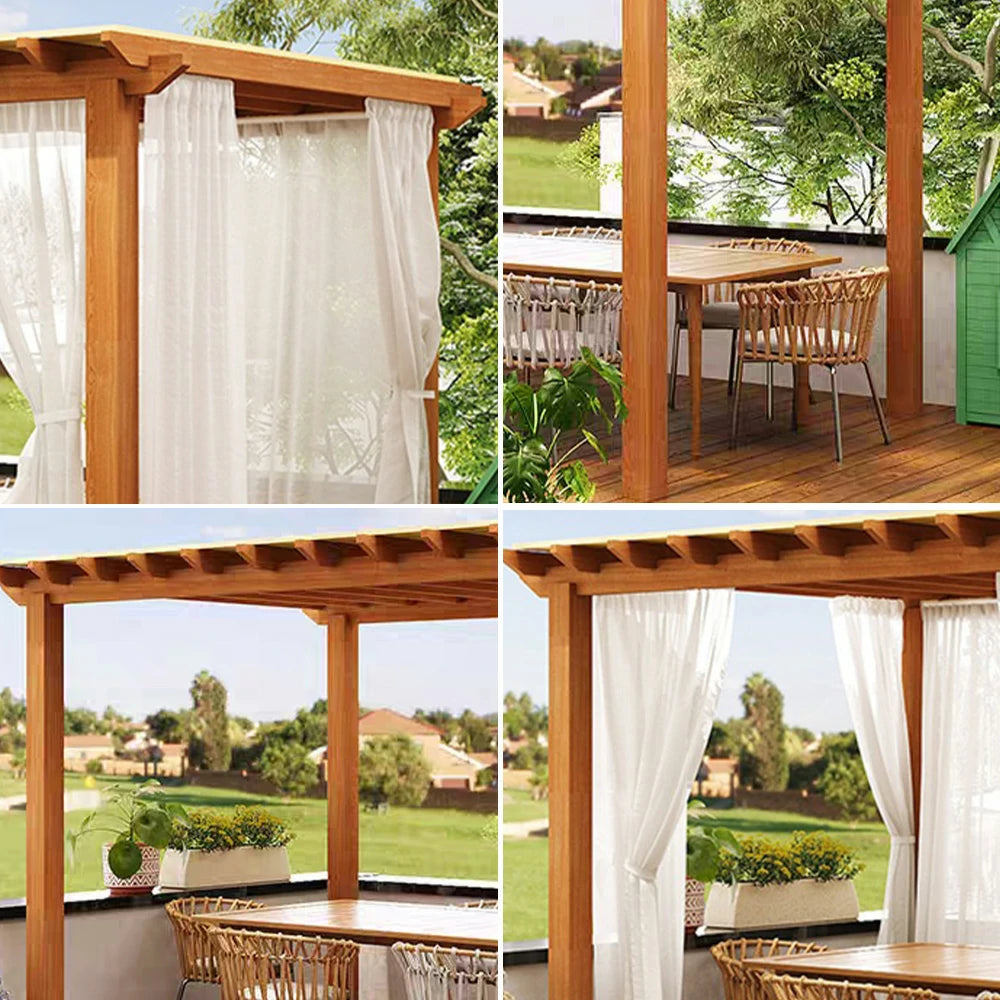 SOLARA Outdoor Pergola Canopy - Finnish Solid Wood Frame with Waterproof Curtain, 3m x 3m Garden & Patio Sunshade Pavilion - Yellow